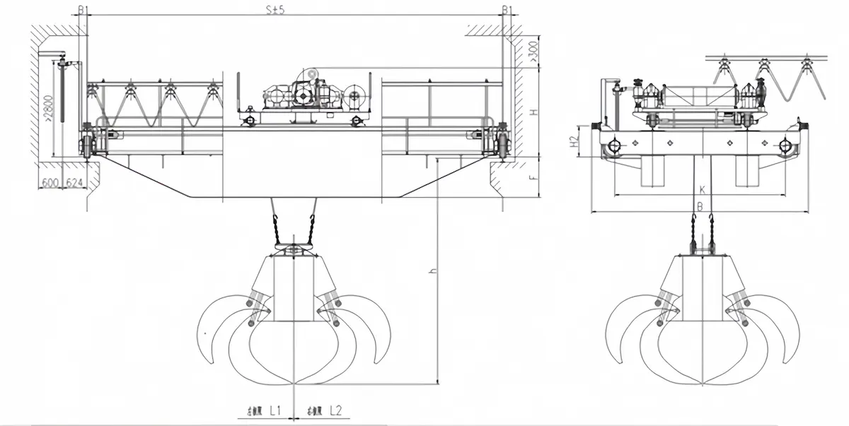 Overhead grab crane structural diagram