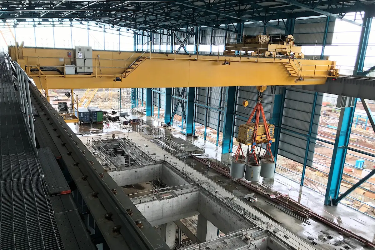 crane operations in petrochemical equipment
