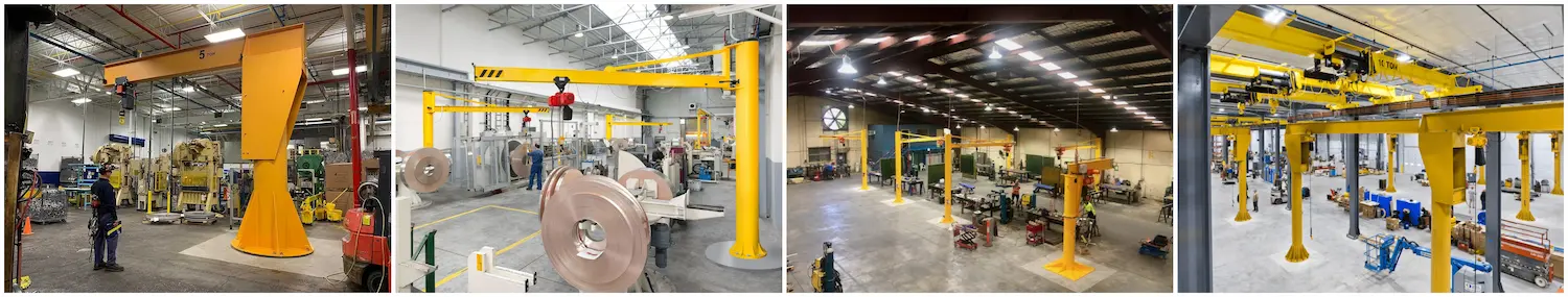 Common jib crane layout schemes in machining workshops