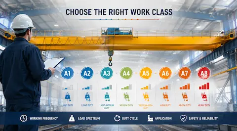 How to Choose an Overhead Crane Work Class? A1-A8 Classification Guide